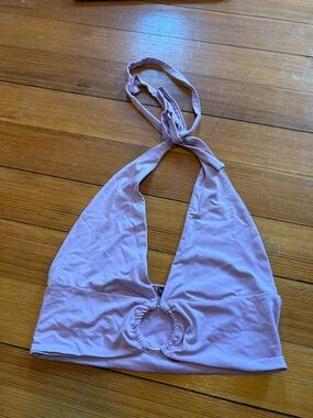 Lilac Halter Crop Top with Ring Detail